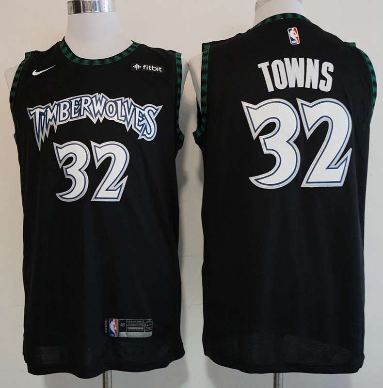 Minnesota Timberwolves TOWNS #32 Black Classics Basketball Jersey (Stitched)