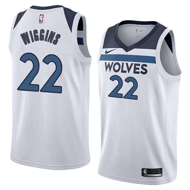 Minnesota Timberwolves WIGGINS #22 White Basketball Jersey (Stitched)