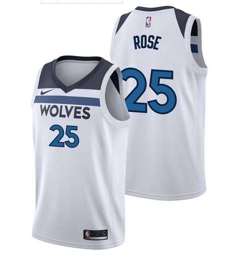 Minnesota Timberwolves ROSE #25 White Basketball Jersey (Stitched)