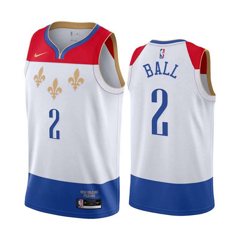 New Orleans Pelicans 20/21 BALL #2 White City Basketball Jersey (Stitched)