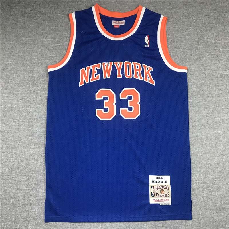 New York Knicks 91/92 EWING #33 Blue Classics Basketball Jersey (Stitched)