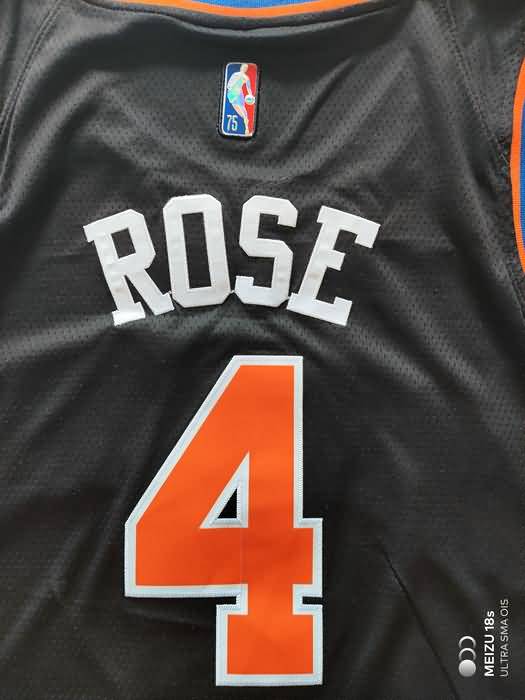 New York Knicks 21/22 ROSE #4 Black Basketball Jersey (Stitched)