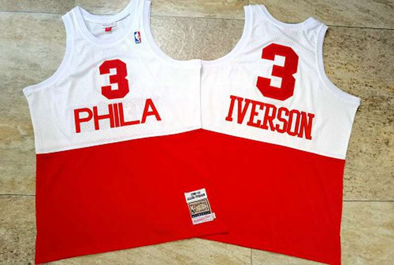Philadelphia 76ers 03/04 IVERSON #3 White Red Classics Basketball Jersey (Closely Stitched)