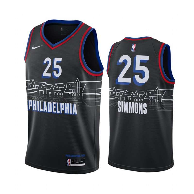 Philadelphia 76ers 20/21 SIMMONS #25 Black City Basketball Jersey (Stitched)