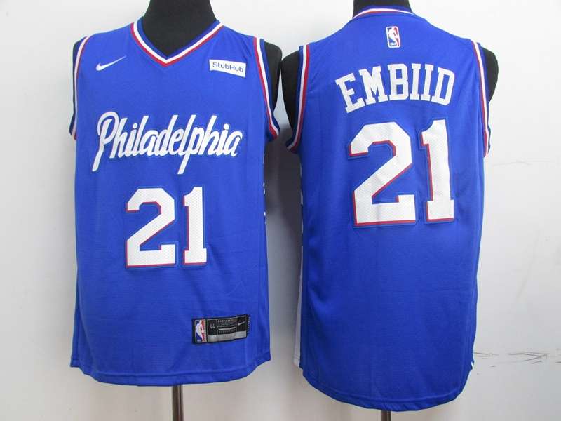 Philadelphia 76ers 2020 EMBIID #21 Blue Basketball Jersey (Stitched)