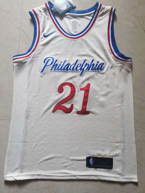 Philadelphia 76ers 2020 EMBIID #21 White City Basketball Jersey (Stitched)