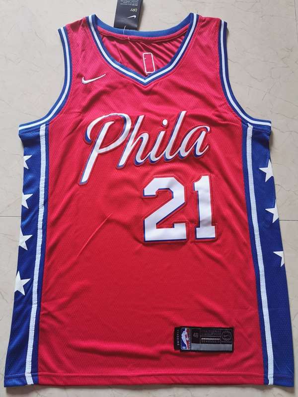 Philadelphia 76ers 2020 EMBIID #21 Red Basketball Jersey (Stitched)