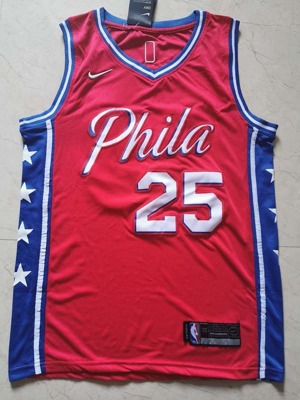 Philadelphia 76ers 2020 SIMMONS #25 Red Basketball Jersey (Stitched)