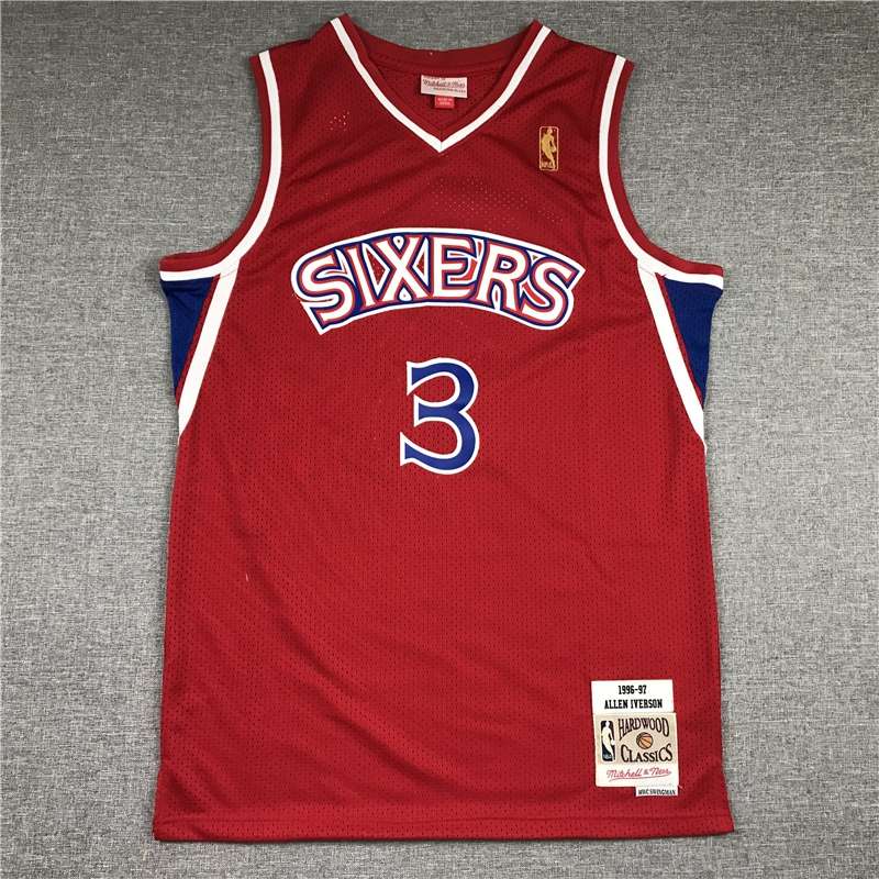 Philadelphia 76ers 96/97 IVERSON #3 Red Classics Basketball Jersey (Stitched)