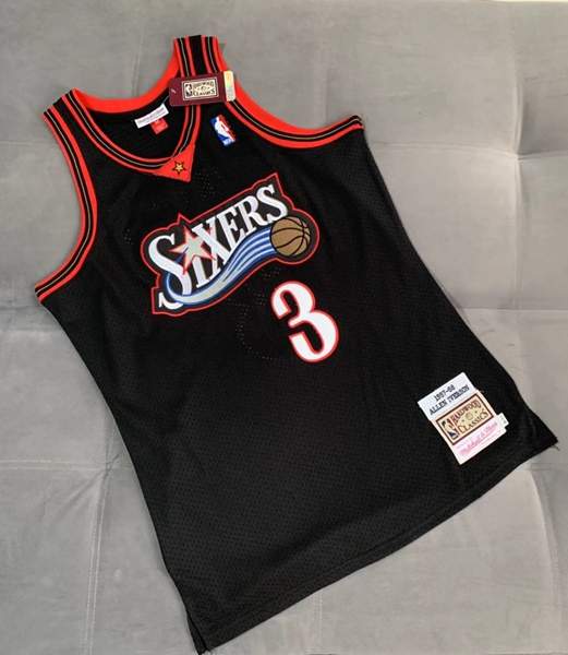 Philadelphia 76ers 97/98 IVERSON #3 Black Classics Basketball Jersey (Closely Stitched)