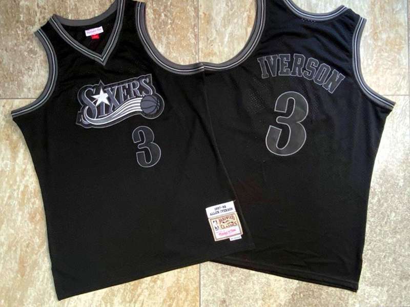 Philadelphia 76ers 97/98 IVERSON #3 Black Classics Basketball Jersey (Closely Stitched) 03