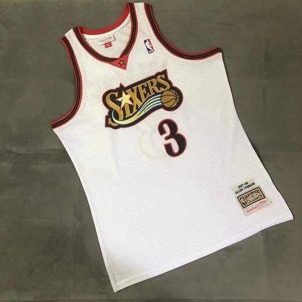 Philadelphia 76ers 97/98 IVERSON #3 White Classics Basketball Jersey (Closely Stitched)