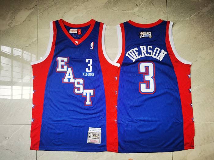 Philadelphia 76ers 2004 IVERSON #3 Blue ALL-STAR Classics Basketball Jersey (Stitched)