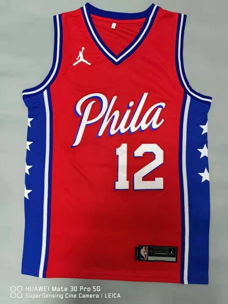 Philadelphia 76ers 20/21 HARRLS #12 Red AJ Basketball Jersey (Stitched)