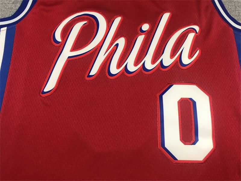 Philadelphia 76ers 21/22 MAXEY #0 Red AJ Basketball Jersey (Stitched)
