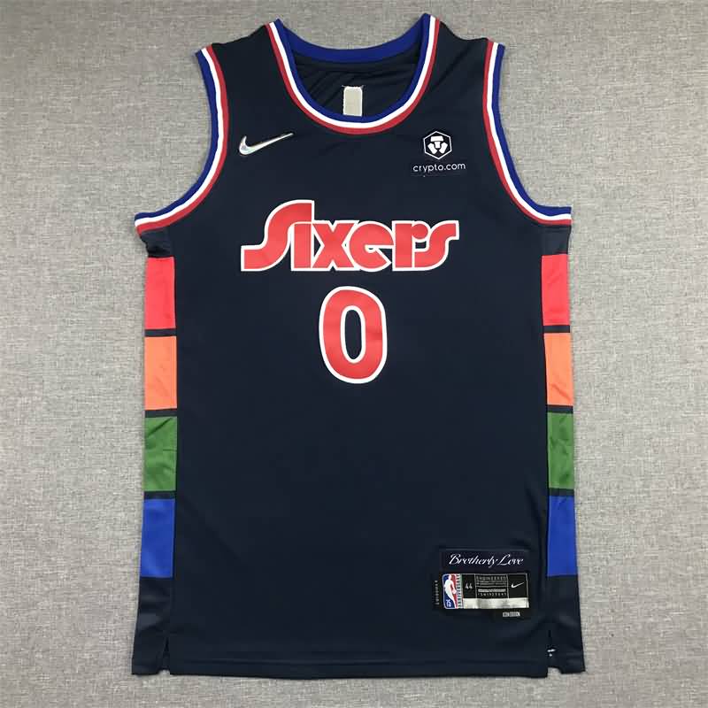 Philadelphia 76ers 21/22 MAXEY #0 Dark Blue City Basketball Jersey (Stitched)