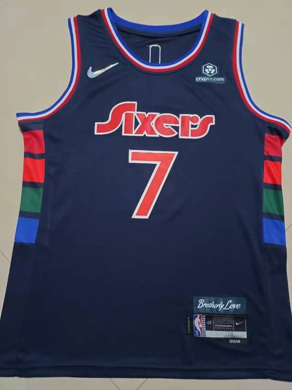 Philadelphia 76ers 21/22 JOE #7 Dark Blue City Basketball Jersey (Stitched)