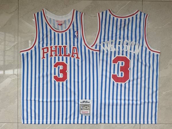 Philadelphia 76ers 1996/97 IVERSON #3 White Blue Classics Basketball Jersey (Stitched)