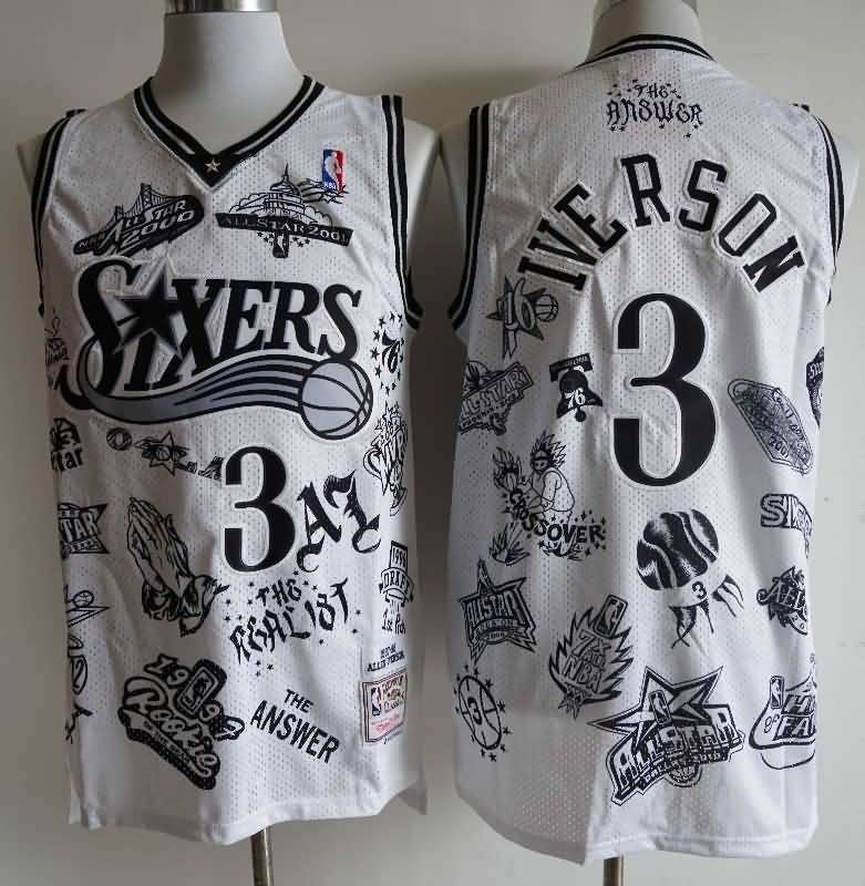 Philadelphia 76ers 1997/98 IVERSON #4 White Classics Basketball Jersey (Stitched)