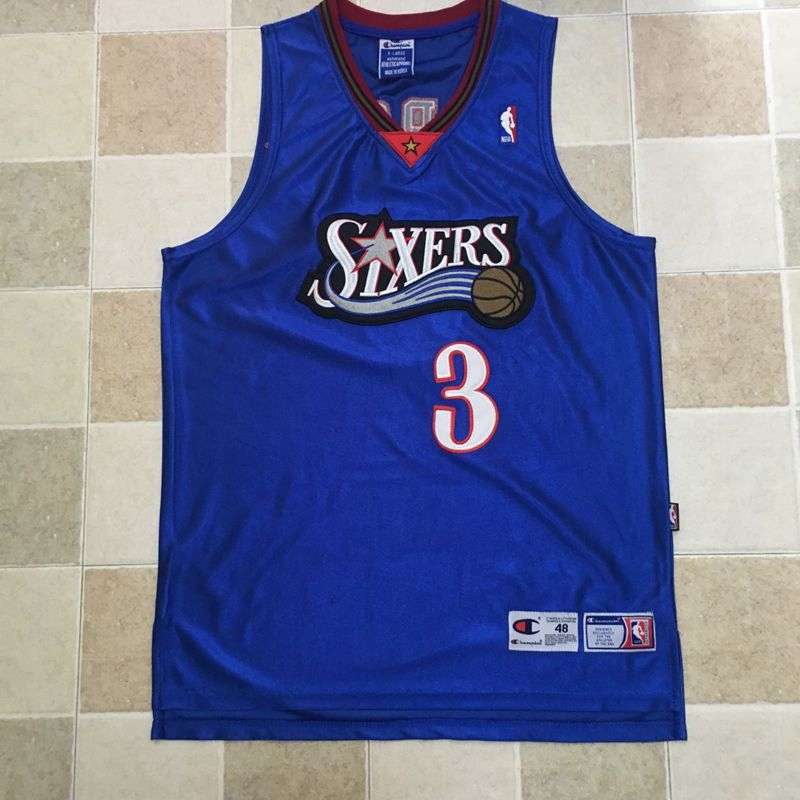 Philadelphia 76ers IVERSON #3 Blue Classics Basketball Jersey (Closely Stitched)