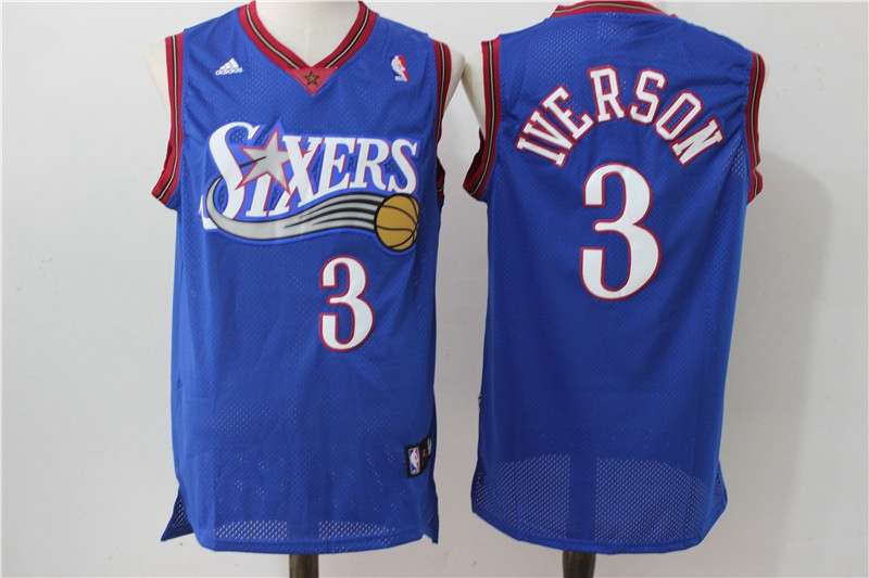 Philadelphia 76ers IVERSON #3 Blue Classics Basketball Jersey (Stitched)