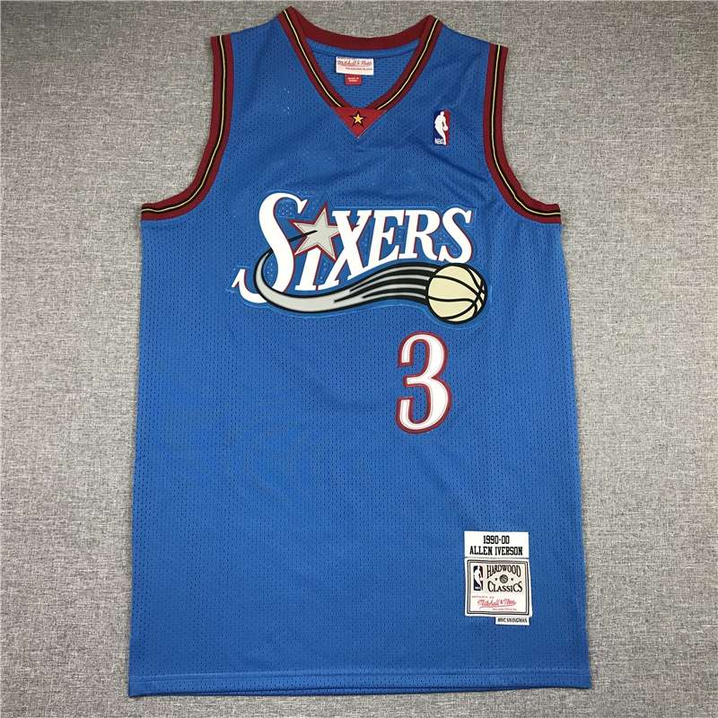 Philadelphia 76ers IVERSON #3 Blue Classics Basketball Jersey (Stitched) 02