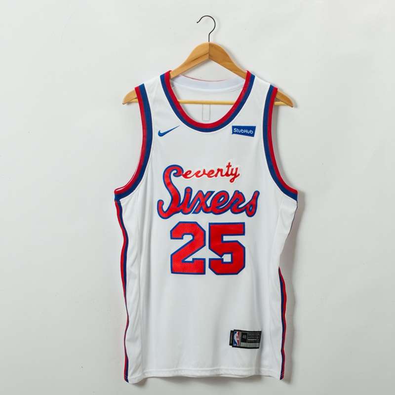 Philadelphia 76ers SIMMONS #25 White Classics Basketball Jersey (Stitched)