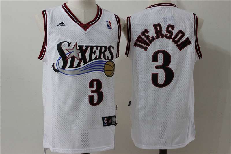 Philadelphia 76ers IVERSON #3 White Classics Basketball Jersey (Stitched)