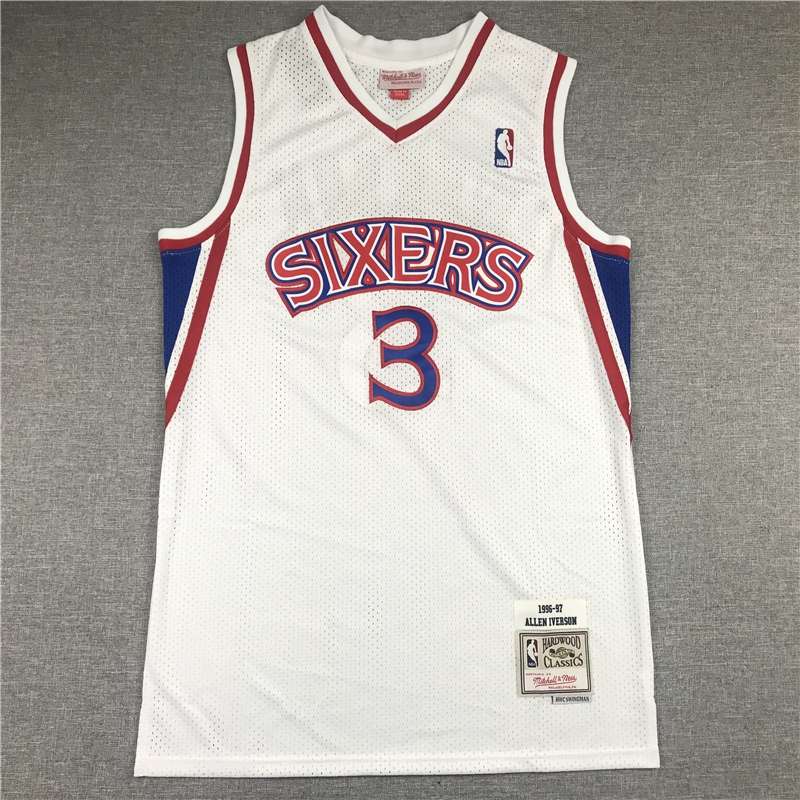 Philadelphia 76ers IVERSON #3 White Classics Basketball Jersey (Stitched) 02