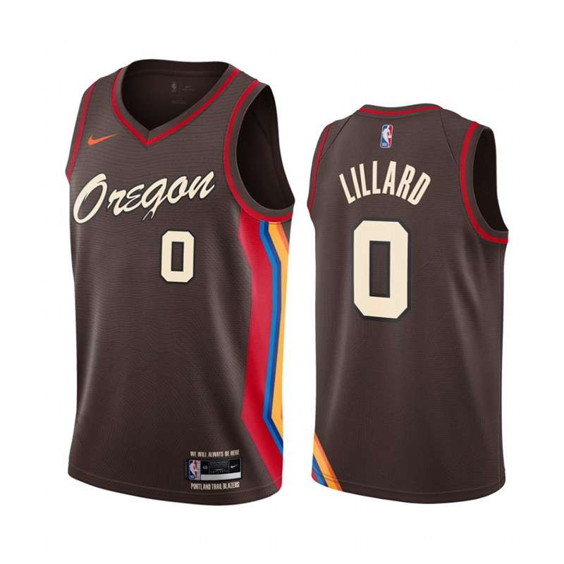 Portland Trail Blazers 20/21 LILLARD #0 Brown City Basketball Jersey (Stitched)