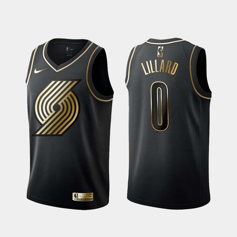 Portland Trail Blazers 2020 LILLARD #0 Black Gold Basketball Jersey (Stitched)