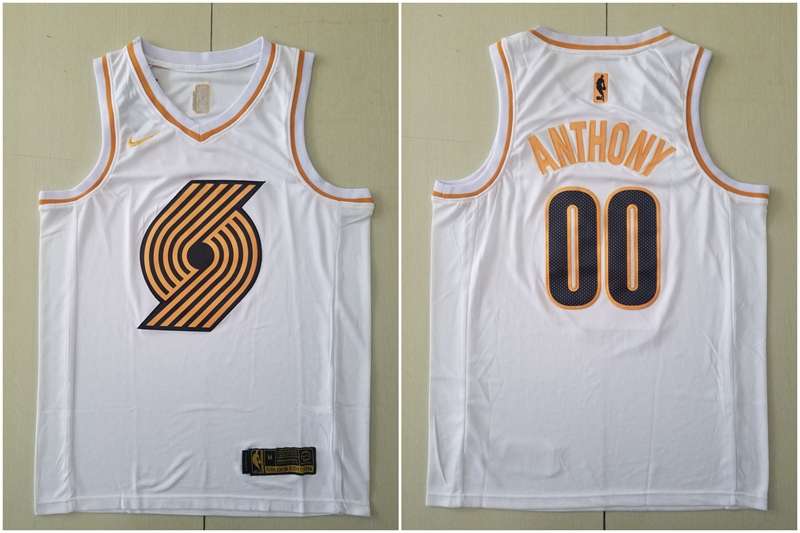 Portland Trail Blazers 2020 ANTHONY #00 White Gold Basketball Jersey (Stitched)