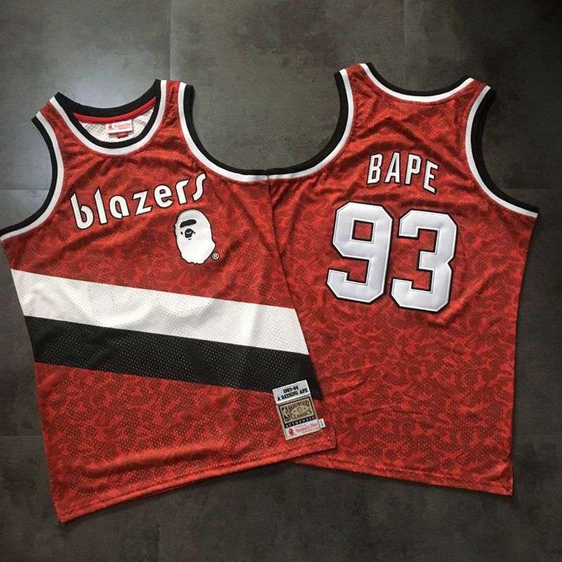 Portland Trail Blazers 83/84 BAPE #93 Red Classics Basketball Jersey (Closely Stitched)