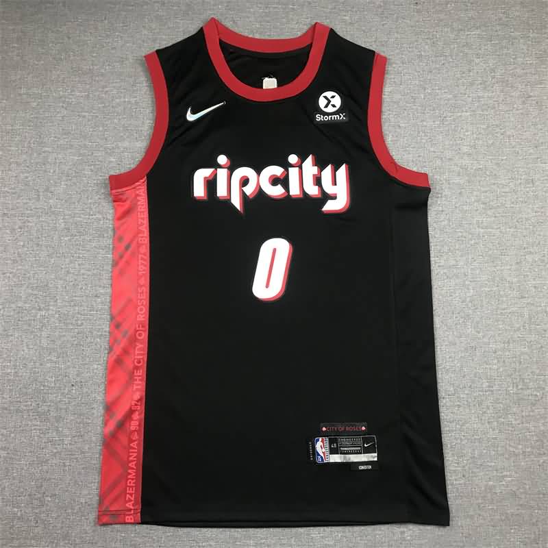 Portland Trail Blazers 21/22 LILLARD #0 Black City Basketball Jersey (Stitched)