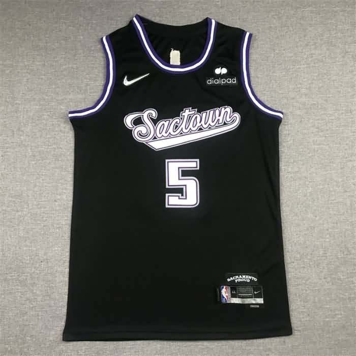 Sacramento Kings 21/22 FOX #5 Black City Basketball Jersey (Stitched)