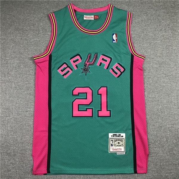 San Antonio Spurs 1998/99 DUNCAN #21 Green Classics Basketball Jersey (Stitched)