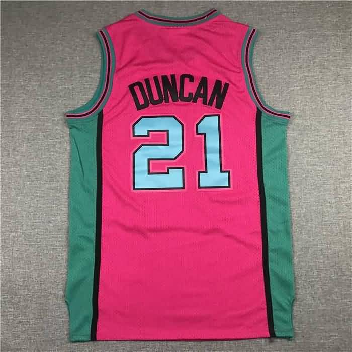 1998/99 San Antonio Spurs #21 DUNCAN Pink Classics Basketball Jersey (Stitched)