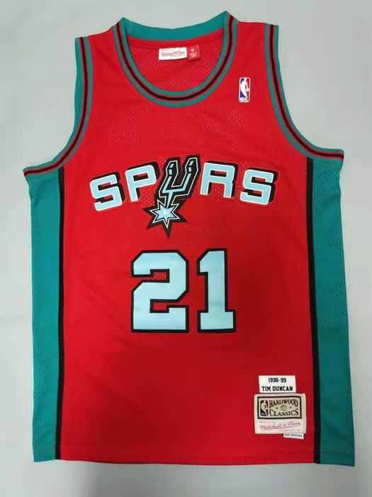 San Antonio Spurs 1998/99 DUNCAN #21 Red Classics Basketball Jersey (Stitched)