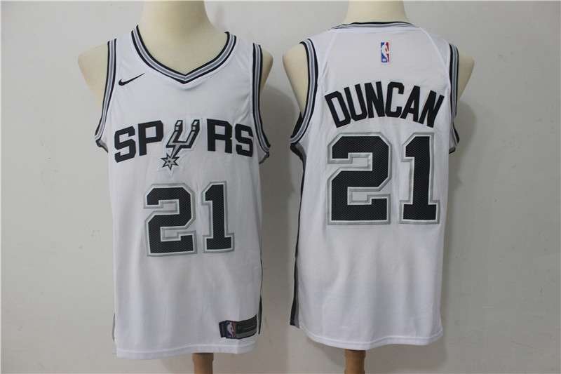 San Antonio Spurs DUNCAN #21 White Basketball Jersey (Stitched)