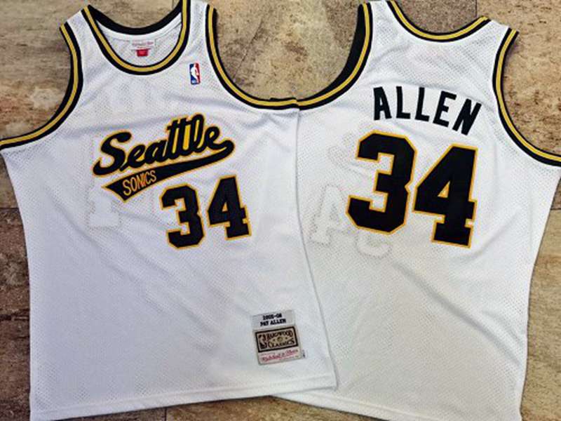 Seattle Sounders 05/06 ALLEN #34 White Classics Basketball Jersey (Closely Stitched)