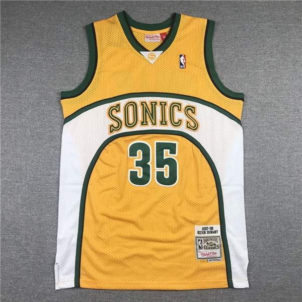 2007/08 Seattle Sounders DURANT #35 Yellow Classics Basketball Jersey 02 (Stitched)