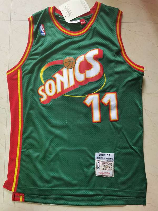 Seattle Sounders 95/96 SCHREMPF #11 Green Classics Basketball Jersey (Stitched)