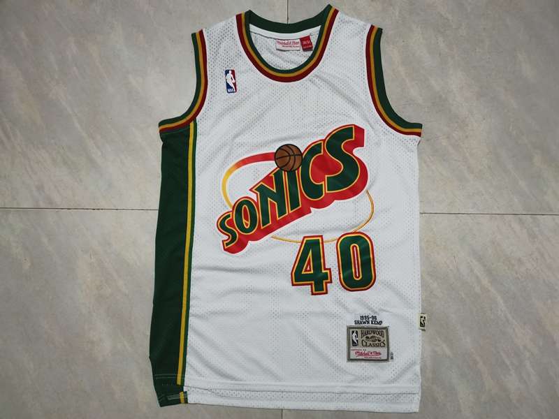 Seattle Sounders 95/96 KEMP #40 White Classics Basketball Jersey (Stitched)