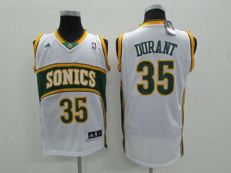 Seattle Sounders DURANT #35 White Classics Basketball Jersey (Stitched)