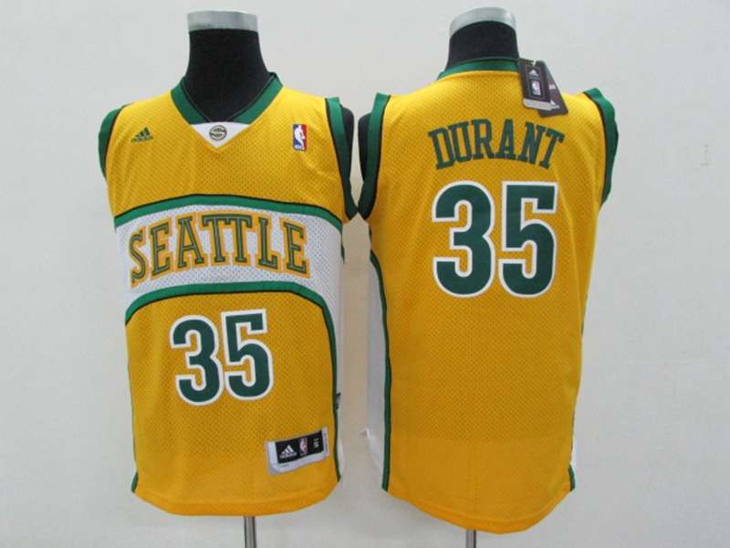 Seattle Sounders DURANT #35 Yellow Classics Basketball Jersey (Stitched)