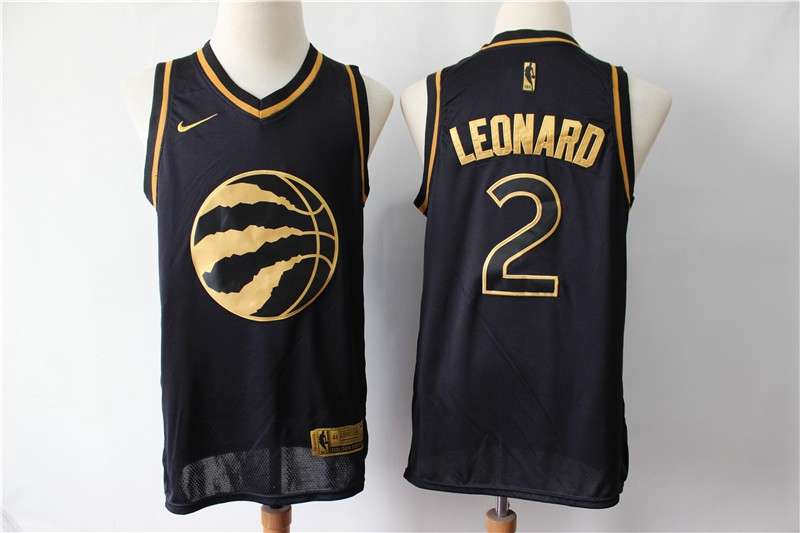 Toronto Raptors 2020 LEONARD #2 Black Gold Basketball Jersey (Stitched)