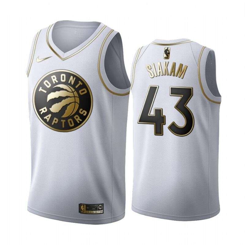 Toronto Raptors 2020 SIAKAM #43 White Gold Basketball Jersey (Stitched)