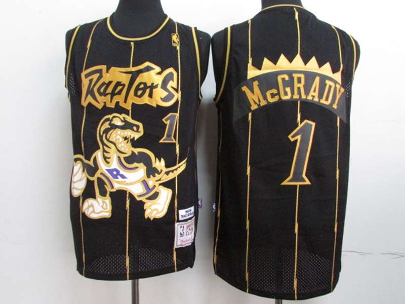 Toronto Raptors MCGRADY #1 Black Gold Classics Basketball Jersey (Stitched)
