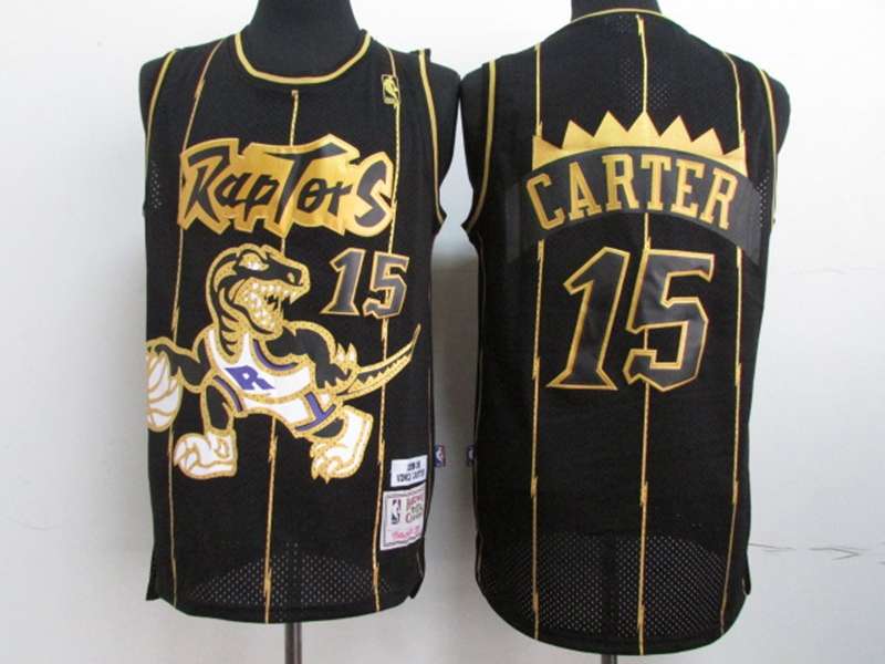 Toronto Raptors CARTER #15 Black Gold Classics Basketball Jersey (Stitched)