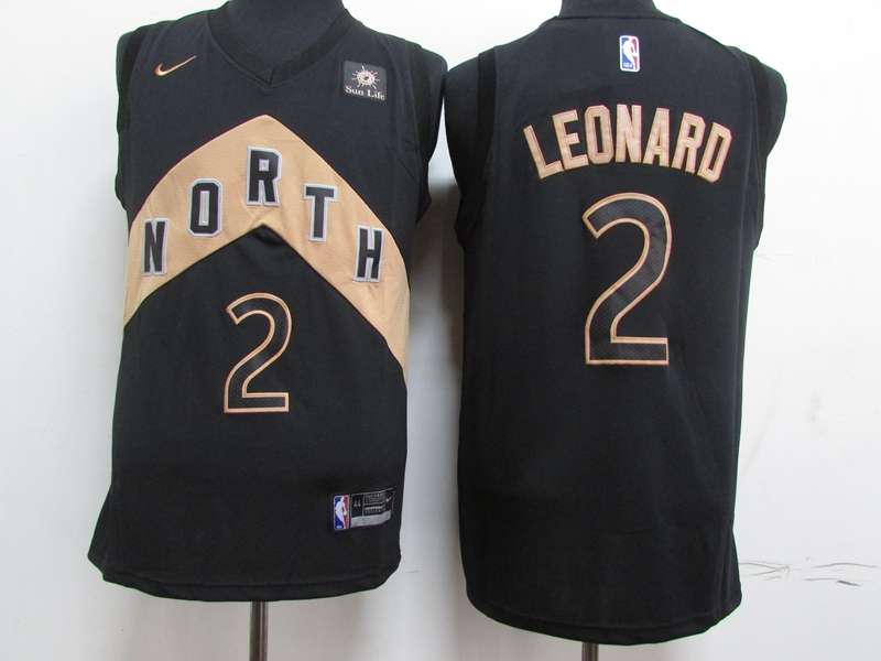 Toronto Raptors LEONARD #2 Black City Basketball Jersey (Stitched)